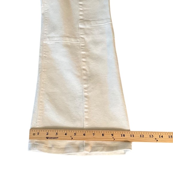 West of Melrose High Rise Patchwork Flare Jeans in Off White Ivory - Picture 15 of 16